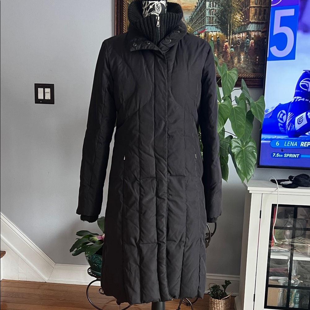 Esprit Black Long Quilted Trench Coat